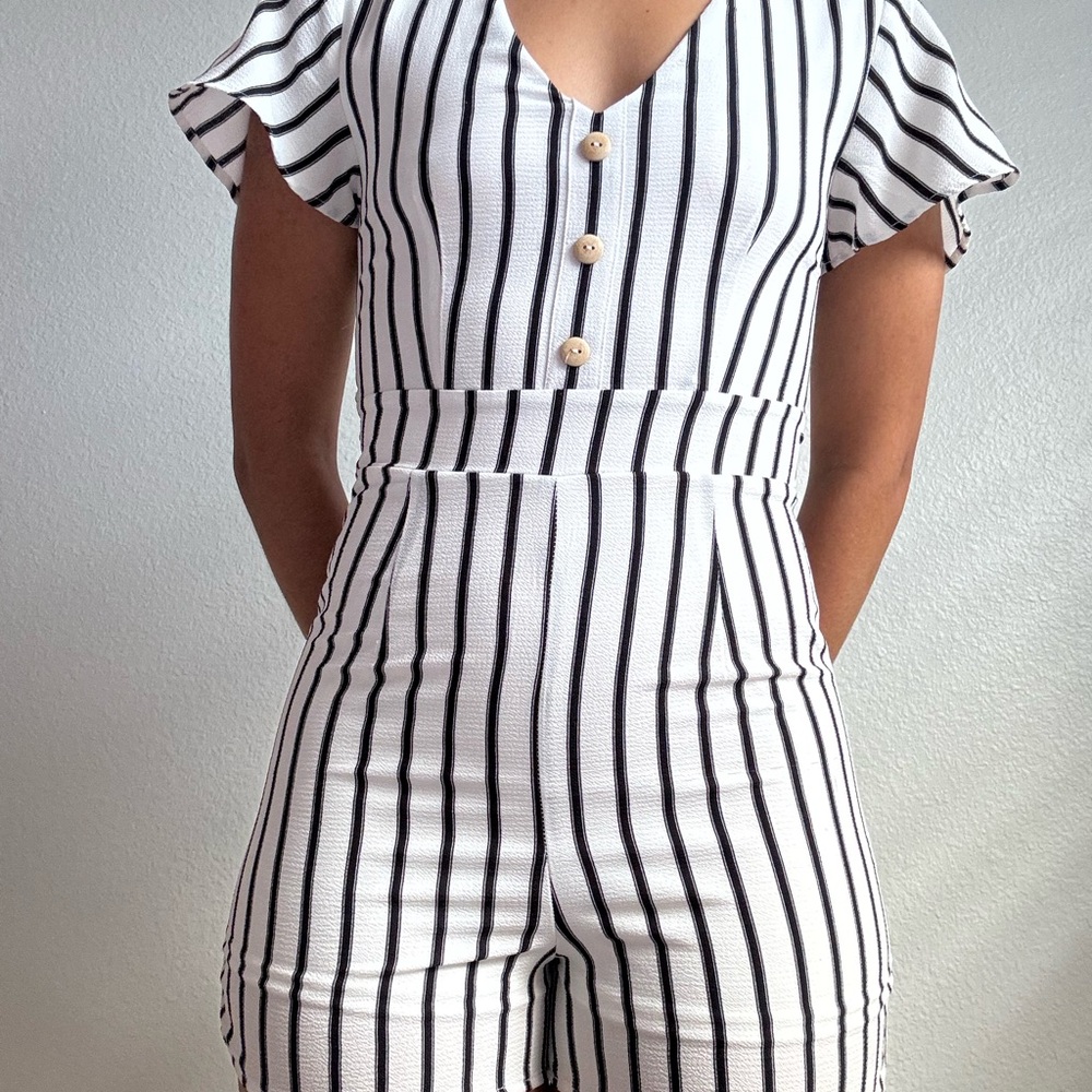 Striped Black and White Jumpsuit